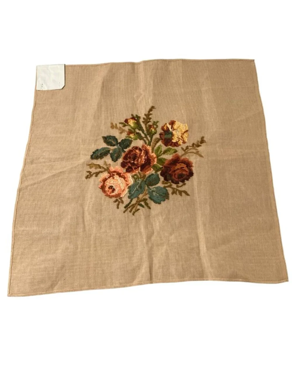 Vintage Madeira Needlepoint Tapestry Canvas Floral Bouquet Preworked 27x27
